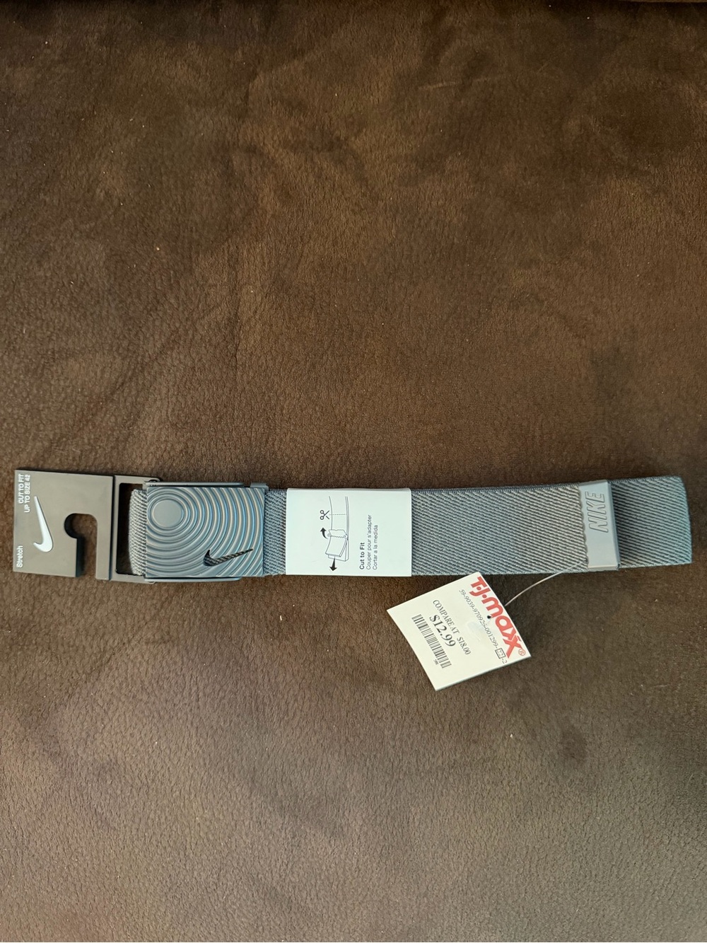 Nike Men's Blue-Gray Webbing Belt with Metal Buckle